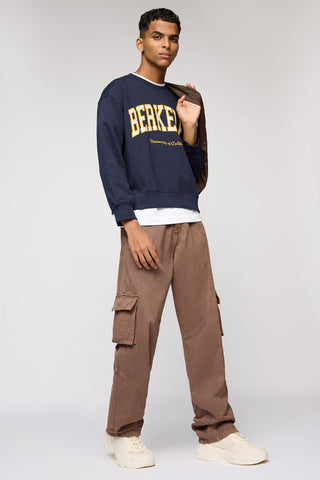 Battle brown men's baggy cargo jeans