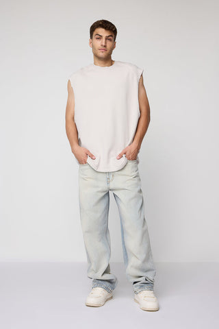 Urban wash blue men's baggy leg jeans