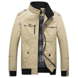 Mens Spring Autumn Stand Collar Multi Pocket Outdoor Jacket