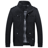 Mens Spring Autumn Stand Collar Multi Pocket Outdoor Jacket