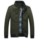 Mens Spring Autumn Stand Collar Multi Pocket Outdoor Jacket