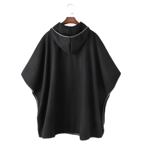 Mens Sleevless Oversized Casual Black Hooded Cloak Cape Coats