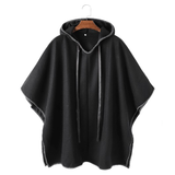 Mens Sleevless Oversized Casual Black Hooded Cloak Cape Coats