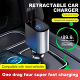 4-in-1 USB Car Fast Charger with PD QC3.0 & Digital Display