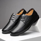 Business Dress Casual Leather Shoes Men's Korean Fashion British Youth Soft Leather Pointed Black Inner Height