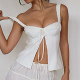 Y2K Spaghetti Strap Tie-Up Backless Crop Top